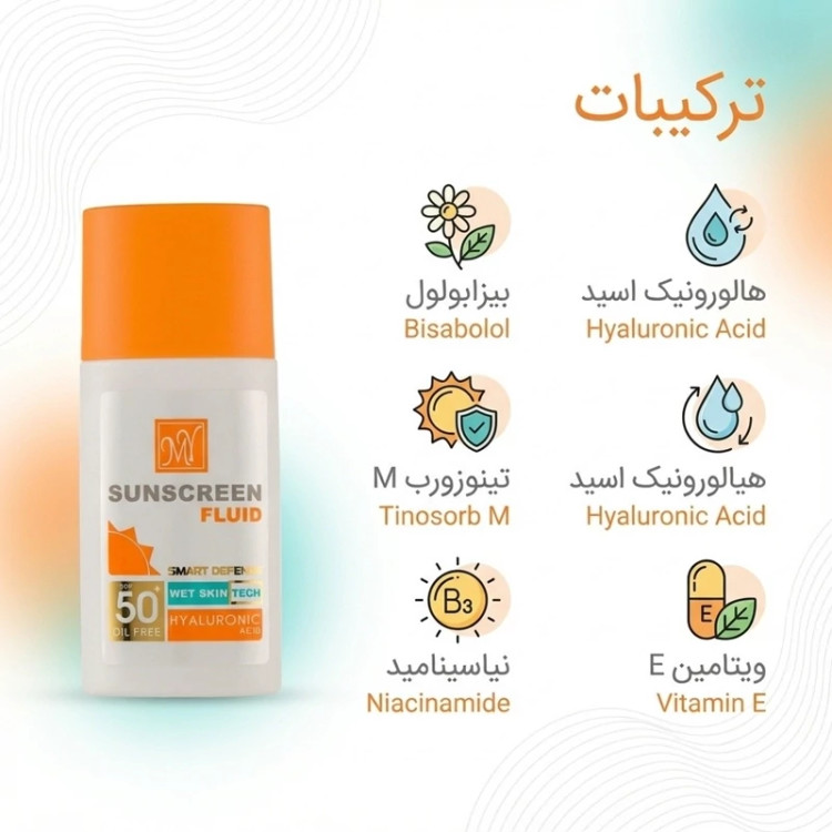 فلوئید ضدآفتاب بی رنگ مای SPF50 مدل Smart Defense